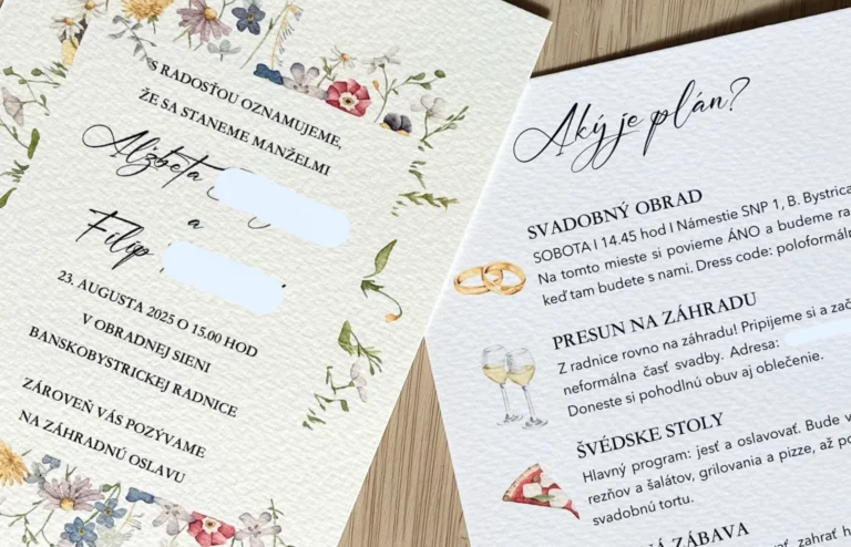 Kvetinová svadobná pozvánka s akvarelovými ilustráciami
